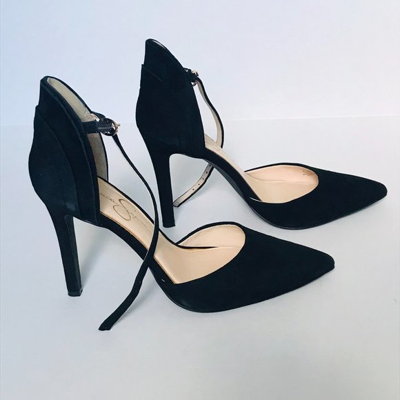 Jessica Simpson Classic Black Point Toe Strappy Heels Size 8.5 - Picture 7 of 8